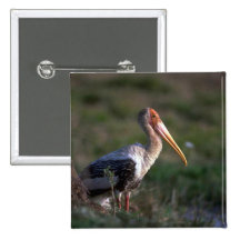 Vuxen målad Stork Knapp Med Nål