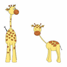 Vuxen- och babygiraff. Tecknad Cut Outs