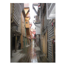 Vykort: Bryggen Walkway, Bergen, norge