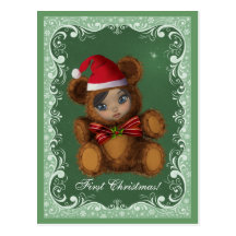 Vykort för babybjörnSanta första jul