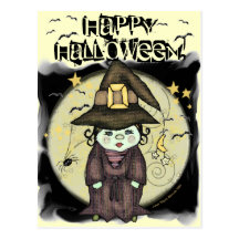 Vykort för Halloween häxakonst