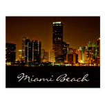 Vykort för Miami Beach Florida natthorisont