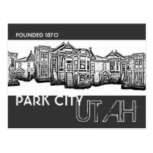 Vykort för Park City Utah gammal townbyggnader