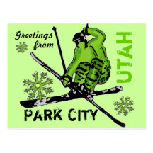 Vykort för Park City Utah grön temaskier