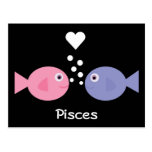 Vykort för Pisces gullig tecknadfisk