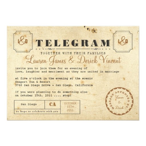 Vykort för vintageTelegraminbjudan