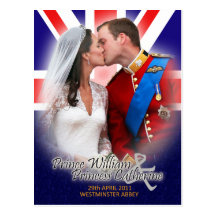 Vykort för William & Kate kunglig bröllopkyss