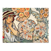 Vykort: Mucha - språk av blommor