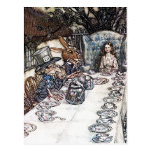 Vykort: Tokigt HatterTeaparty - Rackham
