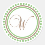 W-Monogram (den Mintgrönt/bruntet pricker cirklar) Klistermärke