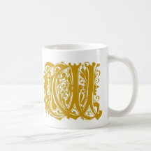 W Monogram Wedding Gold Mugs Cups and Steins