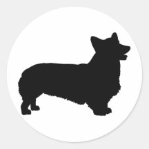 Walesisk Corgi för Pembroke (svarten) Runda Klistermärken