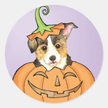 Walesisk Corgi Halloween för Pembroke Rund Klistermärke
