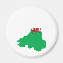 Walesisk i naturlig storlek flaggakarta kylskåpsnagnet