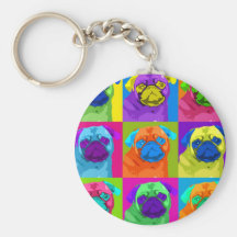 Warhol inspirerade mops Keychain Nyckelring