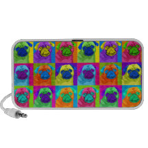 Warhol inspirerade mopsklotter iPhone speakers