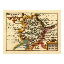 "Warwickeshire" Warwickshire ståndsmässig karta Vykort
