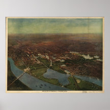 Washington 1916 D.C. Fågel Syna beskådar panorama- Print