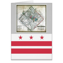 Washington DC-karta och flagga Hälsningskort