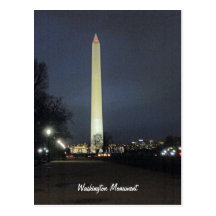 Washington monument på natt 001 vykort