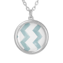 Watercolor Cure Blue Chevrons Custom Jewelry