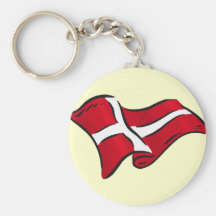 Wavy skuggade danskaflagga av Danmark Nyckel Ring