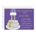 Wedding Cake Couple Purple Wedding Invitation