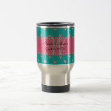 Wedding monogram turquoise diamonds hearts mugs