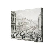 Wellingtons begravnings- procession som passerar p sträckt canvastryck