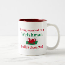 Welshmanen bygger teckenet mugg