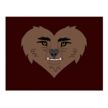 Werewolfhjärtaansikte Vykort