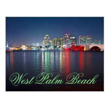 West Palm Beach Florida, reflexioner på dusk. Vykort