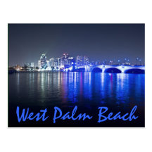 West Palm Beach Florida, reflexioner på dusk. Vykort