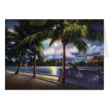West Palm Beach Florida sjövärd på natten Hälsningskort