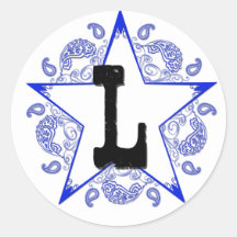 Westerna blått "L" Monogramklistermärke