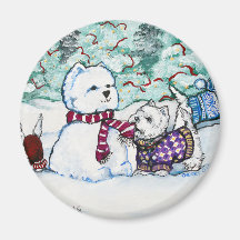 Westie snögubbe magneter för kylskåp