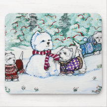 Westie snögubbe mus mattor