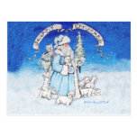 Westies och jultomten vykort