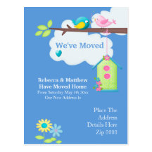 Weve Moved Home Bird House And Tree Postcard
