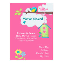 Weve Moved Home Bird House And Tree Postcard
