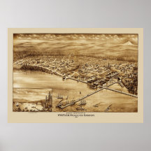 Whatcom Washington panorama- karta 1888 Posters