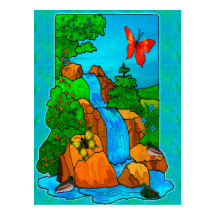 Whimsey Falls Nature Fantasy Art Postcards