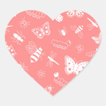 White Vector Bugs & Butterflies (Poppy Red Back) Sticker