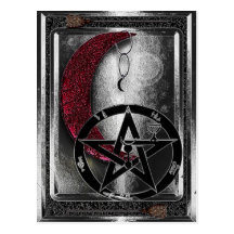 Wiccan Silver Crescent Moon New Age Post Card