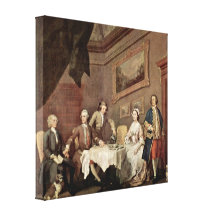 William Hogarth - familjen stegade familjporträtt Sträckt Canvastryck