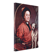 William Hogarth - målare och hans mops Canvastryck