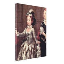 William Hogarth - specificera av kostymerade spela Sträckta Kanvas Tryck