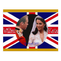 William och Kate kungliga bröllopvykort
