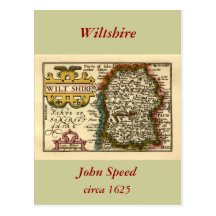 Wiltshire ståndsmässig karta, England Vykort