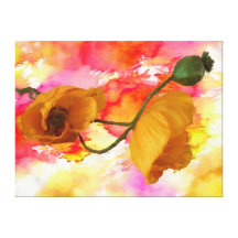 Wrapped Canvas: Yellow Poppy Stretched Canvas Print